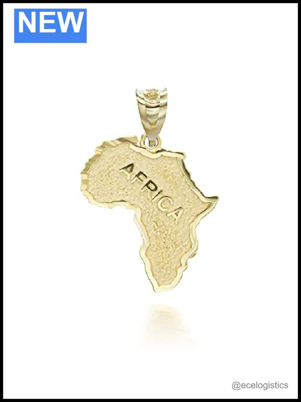 14K Yellow Gold Africa Map Country Pendant Necklace